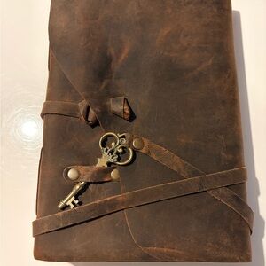 Vintage Brown Leather Journal with Key